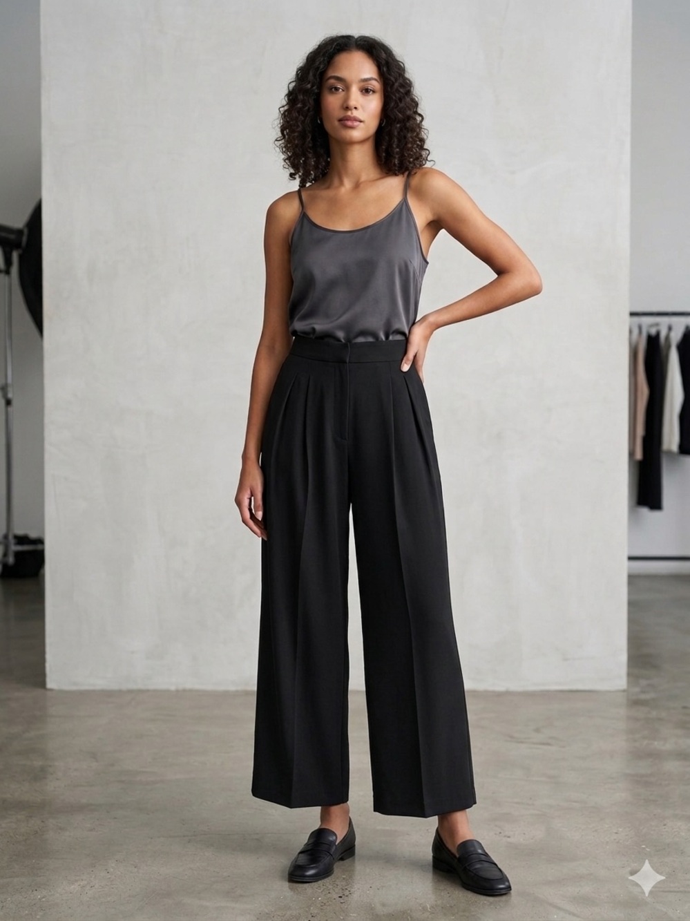 Zara Black High-Waisted Wide Leg Pleated Ankle Pants Size M